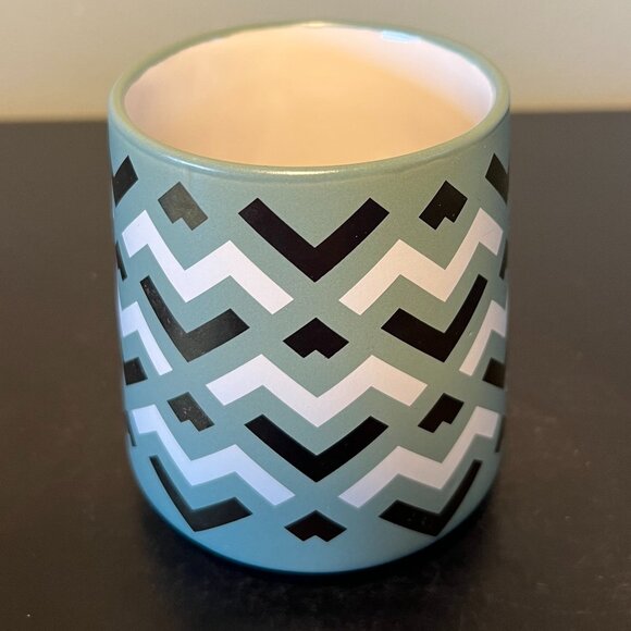 THYME & TABLE Sage Green Stoneware Mug ~ Chevron Design White & Metallic Brass - Picture 7 of 13